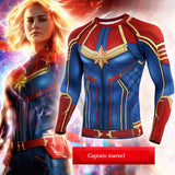 3D Captain Marvel T-shirt Cosplay Captain Marvel Carol Danvers Costumes Women Men Superhero Sport Tight Tees Tops Gyms Clothing