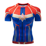 3D Captain Marvel T-shirt Cosplay Captain Marvel Carol Danvers Costumes Women Men Superhero Sport Tight Tees Tops Gyms Clothing