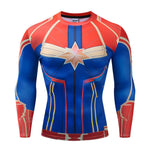 3D Captain Marvel T-shirt Cosplay Captain Marvel Carol Danvers Costumes Women Men Superhero Sport Tight Tees Tops Gyms Clothing